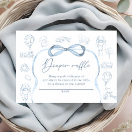 Blue Toile De Jouy Nursery Diaper Raffle Biljett Tilläggskort