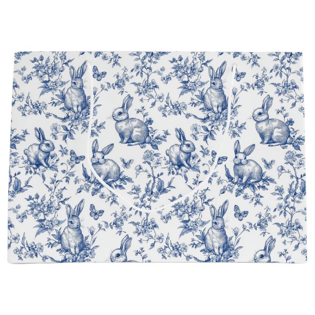 Blue Toile De Jouy Påskhare (Framsidan)
