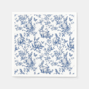 Blue Toile De Jouy Påskhare Pappersservett
