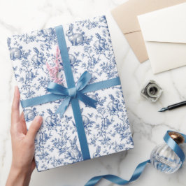 Blue Toile De Jouy Påskhare Presentpapper