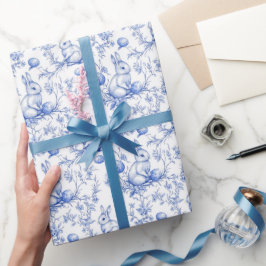 Blue Toile De Jouy Påskhare Presentpapper