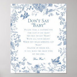Blue Toile De Jouy säger inte att babyskor spelar Poster