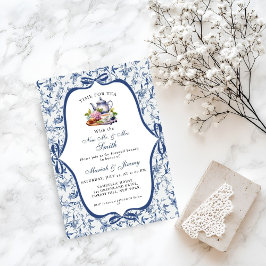 Blue Toile de jouy Tea Party Farewell Brunch Party Inbjudningar