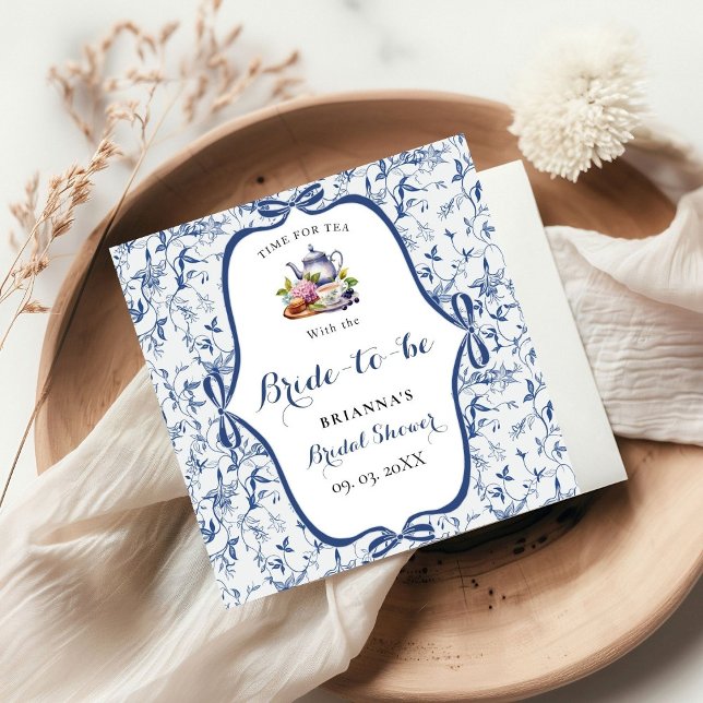 Blue Toile de jouy Tea Party Möhippa Pappersservett (Skapare uppladdad)