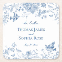 Blue Toile De Jouy Vintage Blommigt Bröllop