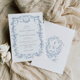 Blue Toile De Jouy Wedding Investigation Chinoiser Inbjudningar