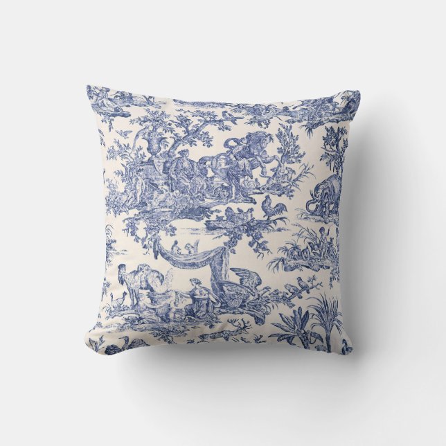 Blue Toile - English - Fransk Land side Classic Kudde (Framsida)