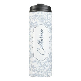 Blue Toile Floral with Script Personalization