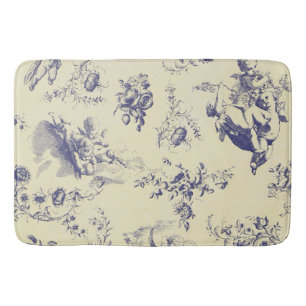 Blue Toile Fransk Land Cherub Mönster Badrumsmatta