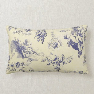 Blue Toile Fransk Land Cherub Mönster Lumbarkudde