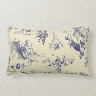 Blue Toile Fransk Land Cherub Mönster Lumbarkudde