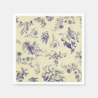 Blue Toile Fransk Land Cherub Mönster Pappersservett