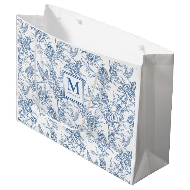 Blue Toile French Monogram Name (Framsidan Vinklad)