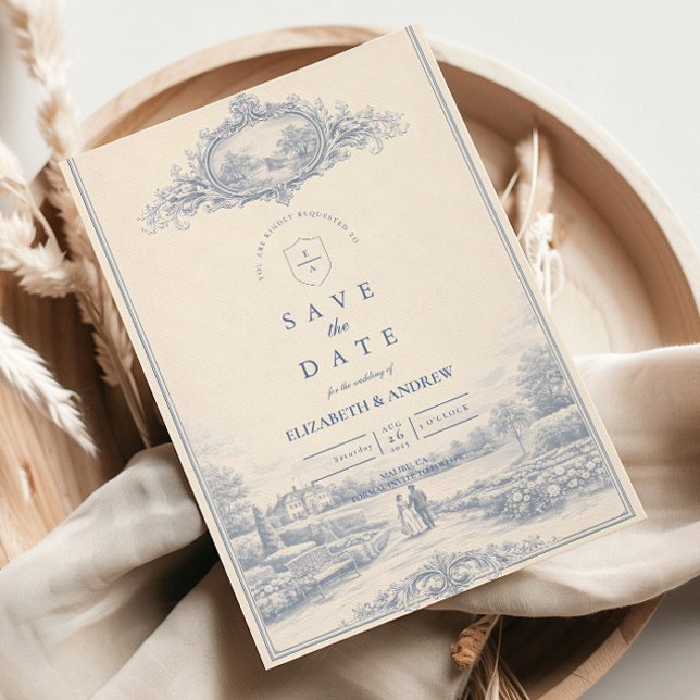 Blue Toile Garden Estate Wedding Spara Datumet (Skapare uppladdad)