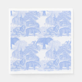 Blue Toile Jungle Animals Safari Chinoiserie Pappersservett