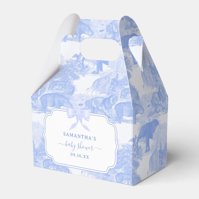 Blue Toile Jungle Animals Safari Chinoiserie Presentaskar (Framsidan Sidan)