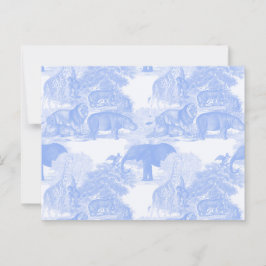 Blue Toile Jungle Animals Safari Chinoiserie Vykort
