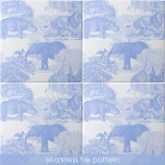 Blue Toile Jungle Animals Safari Seamless Mönster Kakelplatta<br><div class="desc">Ett vackert antika stil-blått och vitt toile djungle-djur safari-design. En blå djungeltematerad design som passar perfekt för heminredning,  personlig,  kontorsdekor och party-dekor. Perfekt för alla som kärlek blå temadesign och antika stil coquette-toile safari djungel animles illustrationer.</div>