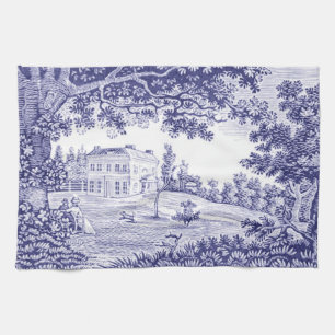 Blue Toile Kitchen Towel - Fransk Land Decor Kökshandduk