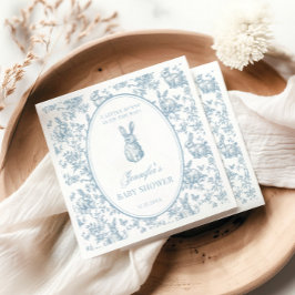 Blue Toile Little Bunny Easter Baby Boy Shower Pappersservett
