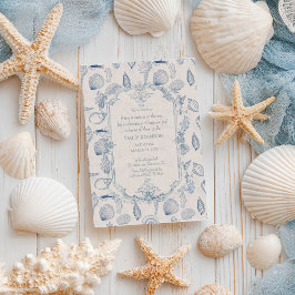 Blue toile Ocean Baby Shower Invitation Inbjudningar
