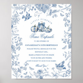 Blue Toile Pumpkin French Fall Time Capsule Poster