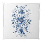 Blue Toile ReEmergency Chinoiserie Watercolor Blom Kakelplatta<br><div class="desc">Blåfärgad tuillerskiva av kinesisk iserie Watercolor Blommigt keramik tile. Perfekt för kök och badrum.</div>