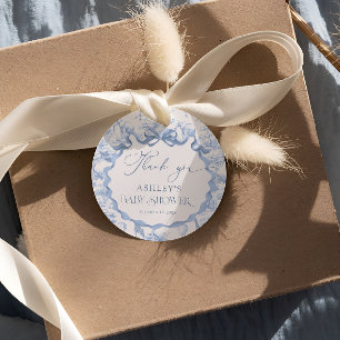 Blue Toile Safari Animal Baby Shower - tack för Gåvor Etiketter