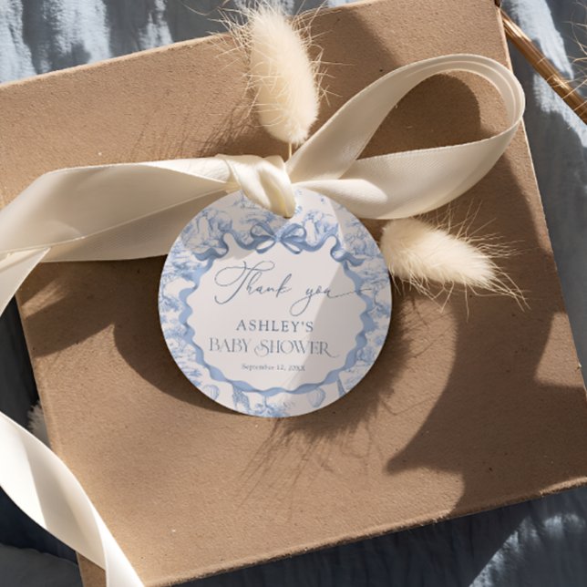 Blue Toile Safari Animal Baby Shower - tack för Gåvor Etiketter (Skapare uppladdad)