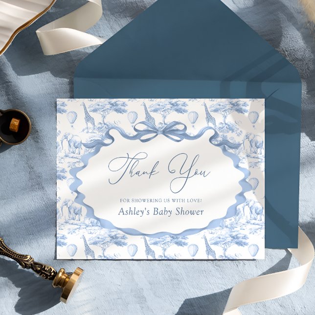 Blue Toile Safari Animals Baby Shower Tack (Skapare uppladdad)