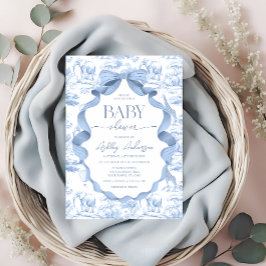 Blue Toile Safari Baby Shower-inbjudan Inbjudningar