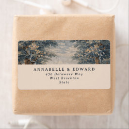 Blue Toile Wedding Vintage Tapestry elegant Fraktsedel