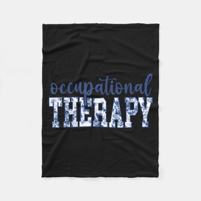 Blue Toile Wildflower Occupational Therapy Ot Flor Fleecefilt (Framsidan)