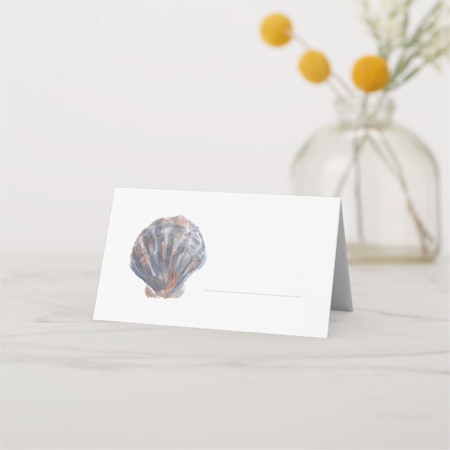 Blue toned Shell Place Card Placeringskort (Framsida)