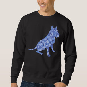 Blue Tones Sitta Pit Bull Dog Breed Scoop Lång Ärmad Tröja