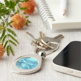 Blue Topaz 3 Swirl Silverfärgad Nyckelring