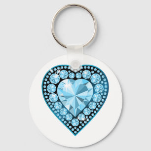 Blue Topaz Gem Heart Nyckelring