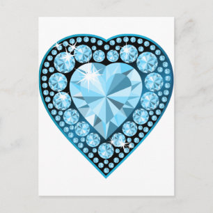 Blue Topaz Gem Heart Vykort