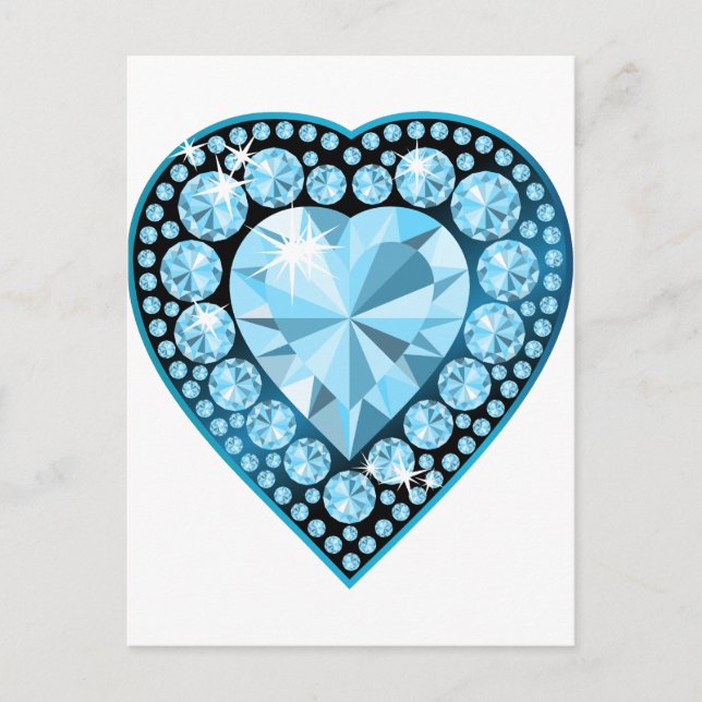 Blue Topaz Gem Heart Vykort (Framsida)