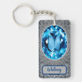 Blue Topaz och Silver Inspired Keychain (01)