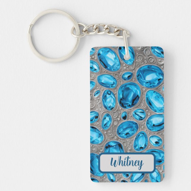 Blue Topaz och Silver Inspired Keychain (05) (Framsidan)