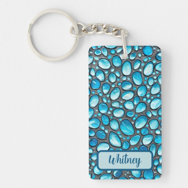 Blue Topaz och Silver Inspired Keychain (08) (Framsidan)