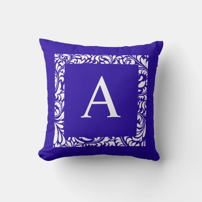 Blue Toss Pillow Monogram A Kudde (Framsida)