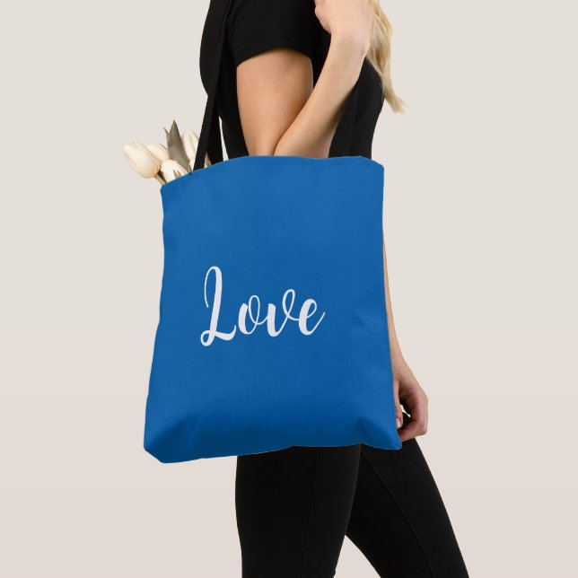 Blue Tote Bag Tygkasse (Närbild)