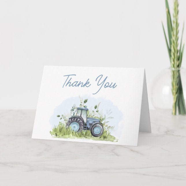 Blue Tractor Baby Shower Tack Kort (Framsida)