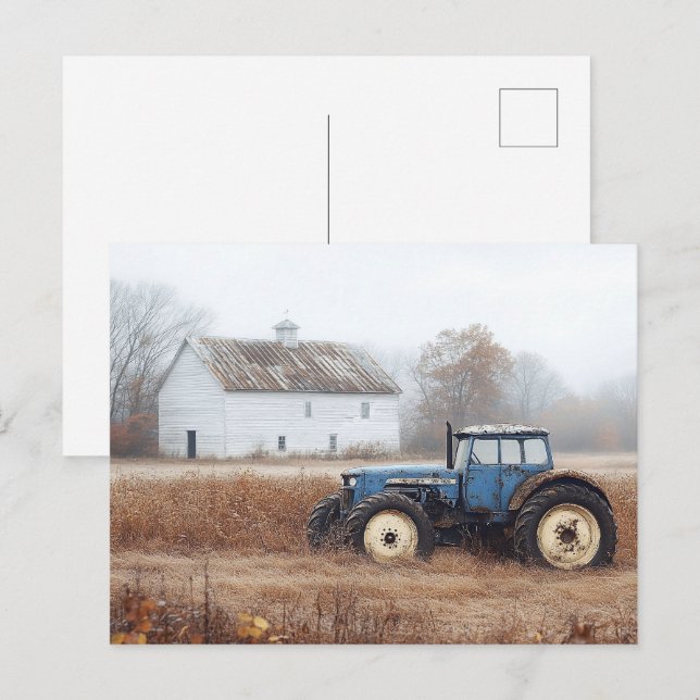 Blue Tractor Barn and Fält Vykort (Fram/baksida)