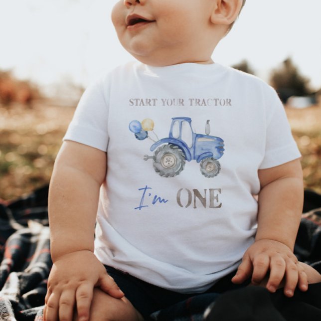 Blue Tractor Birthday T-Shirt (Skapare uppladdad)
