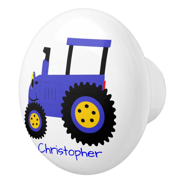 Blue Tractor Design Personalised Knopp (Höger)