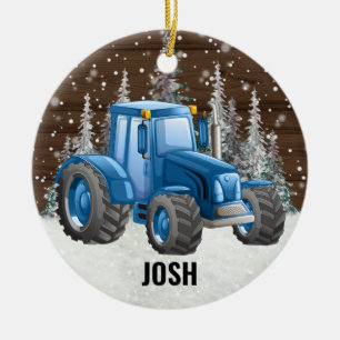 Blue Tractor Farm Fordon Rustic-julen Julgransprydnad Keramik