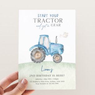 Blue Tractor Födelsedagsfest inbjudan